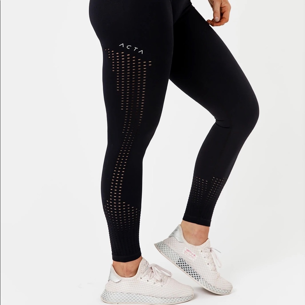 Acta Perforated Black Leggings
